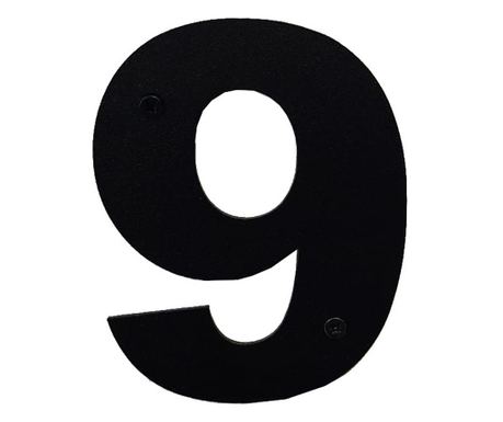 Házszám, acél, 100 mm, fekete, 9-es szám