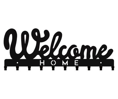 "Držač za ključeve Welcome Home 10 vješalica, 30x11 cm, Crna"