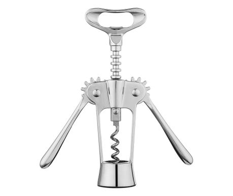 Tirbușon din inox, design cu aripi, mâner ergonomic, argintiu