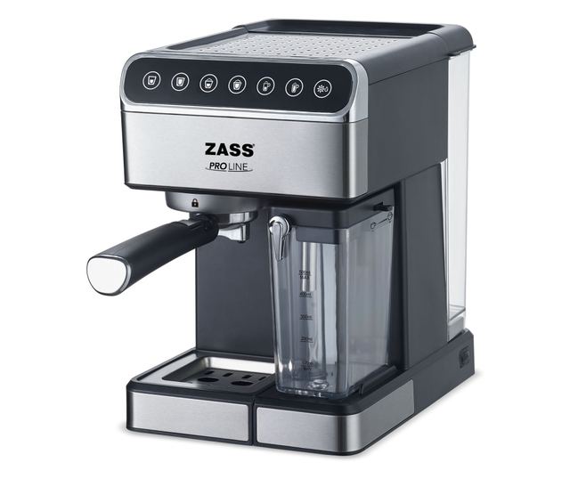 Espressor manual Zass ZEM10, 1350 W, 1.8 L, 16 bar, Argintiu