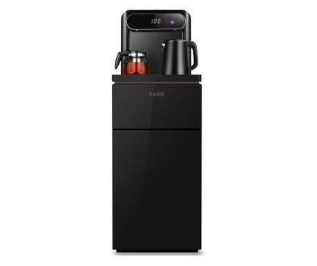 Dozator apa de podea multifunctional ZASS ZWD 19 CS NEGRU, cu amplasarea bidonului la baza si Tea Bar, Apa calda/rece, Ceainic, 