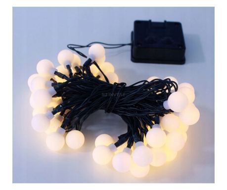 Слънчеви светлинни гирлянди, 7м 50 бр LED бели топки.