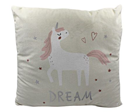 Pernuță unicorn, culoarea bej, 40x40 cm