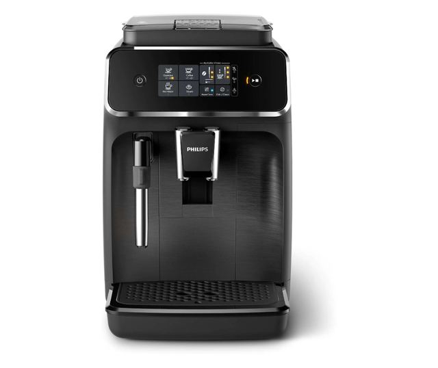Samodejni espresso aparat Philips z zaslonom na dotik, 1,8 L, 15 bar, AquaClean, sistem za penjenje mleka, 2 pijači, črna