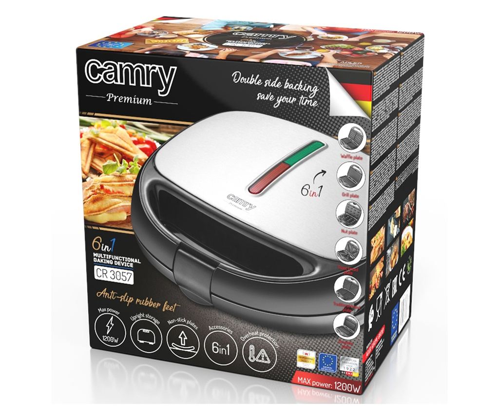 Wielofunkcyjny opiekacz do kanapek 6 w 1 1200W - Camry - 3