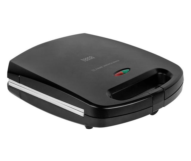 Toaster Ceramic, Putere 1500 W, Prepara 4 sandwich-uri, Negru