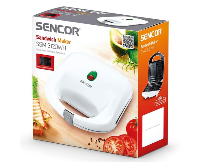 Maker Sandwich cu Putere si Compartmente Alb Patrat