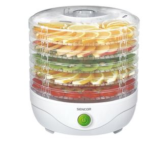 Dehidrator hrane Voće i povrće, 5 prozirnih pladnjeva, snaga 250W, Bijela.
