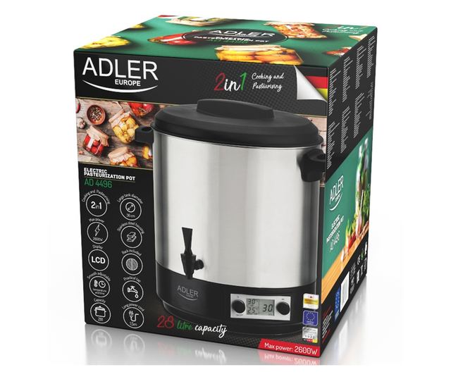 Električni lonac za pasterizaciju 28l, 2600w, kontrola temperature, Adler