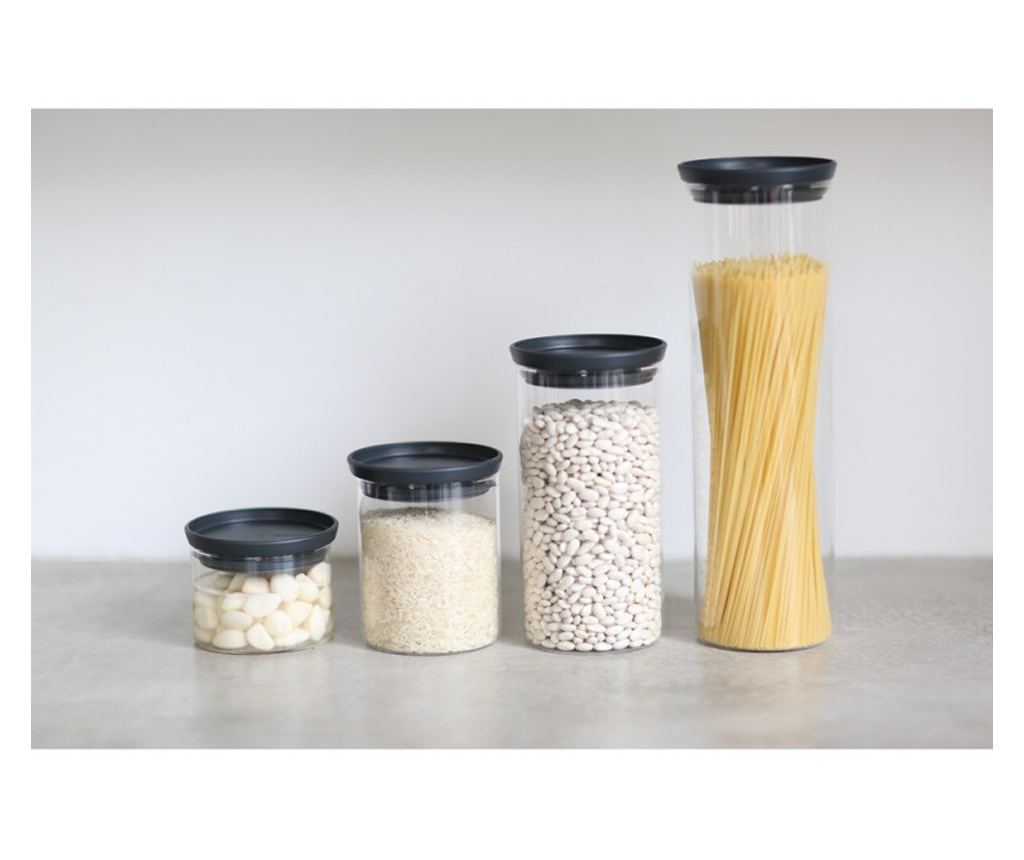Brabantia egymásra rakható üvegedény 646873, 1,9 l, Szorosan záródó, Mosogatógépben mosható, Sötétszürke - 5