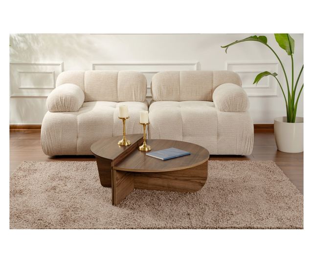 2 részes dohányzóasztal szett, Hannah Home, 100% melaminforgácslemez 18mm, 90x30x60 cm, 85x35x30 cm, Orion dió