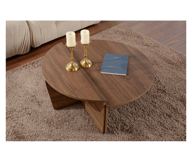 2 részes dohányzóasztal szett, Hannah Home, 100% melaminforgácslemez 18mm, 90x30x60 cm, 85x35x30 cm, Orion dió