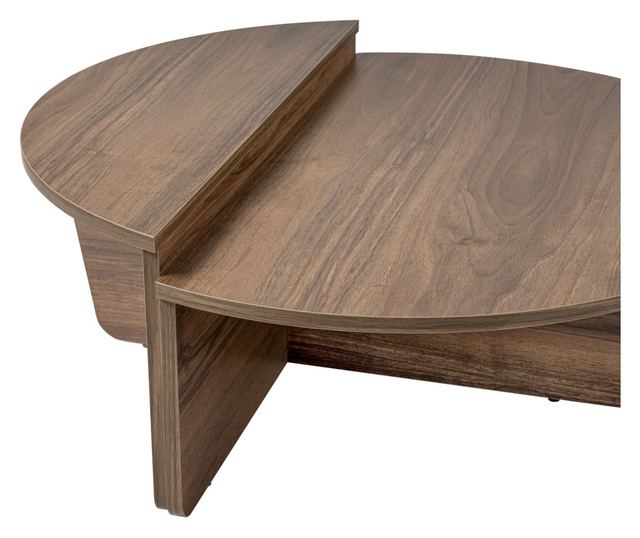 2 részes dohányzóasztal szett, Hannah Home, 100% melaminforgácslemez 18mm, 90x30x60 cm, 85x35x30 cm, Orion dió