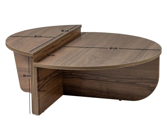 2 részes dohányzóasztal szett, Hannah Home, 100% melaminforgácslemez 18mm, 90x30x60 cm, 85x35x30 cm, Orion dió