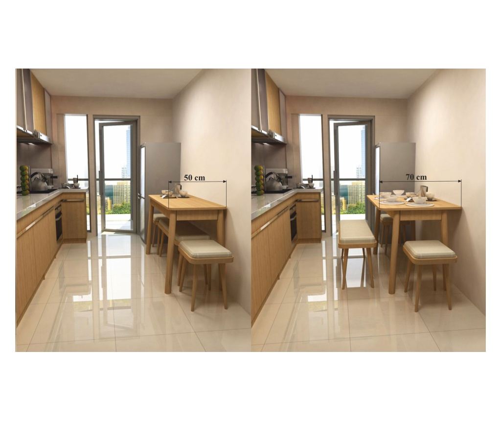 Extendable Dining Table & Chairs Set (4 Pieces) 522, Oak, Soho Grey - 7