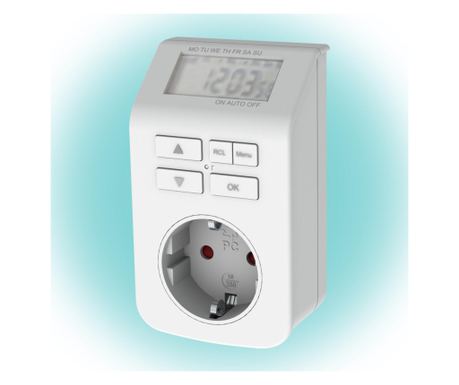 GAO 0743H digitális beltéri időzítő óra, 3680 W, 98 ki- és bekapcsolás / hét, véletlenszerű kapcsolás