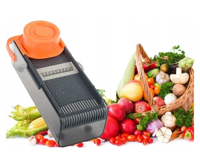 Razatoare multifunctionala pentru legume si fructe, 4 lame diferite, Gonga Gri