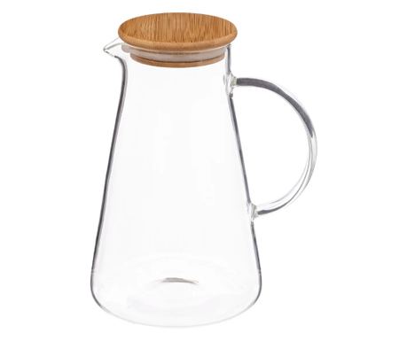 Cană sticlă, capac bambus, 16.8 x 13 x H.21 cm, 1.5 litri