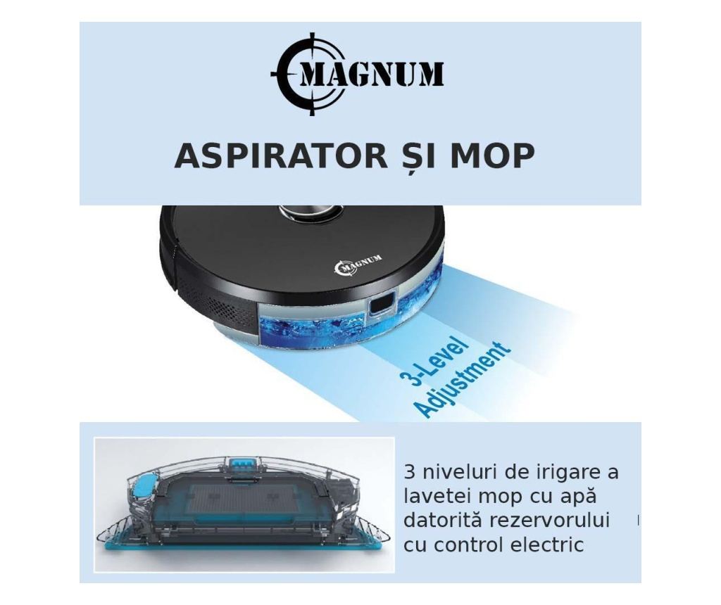 Σκούπα Ρομπότ Magnum 3000, Ισχυρή μπαταρία LG Li-Ion 5200 Mah, Λάμπα Uvc Σφουγγαρίστρα Χάρτης Εμπόδια λευκό - 5