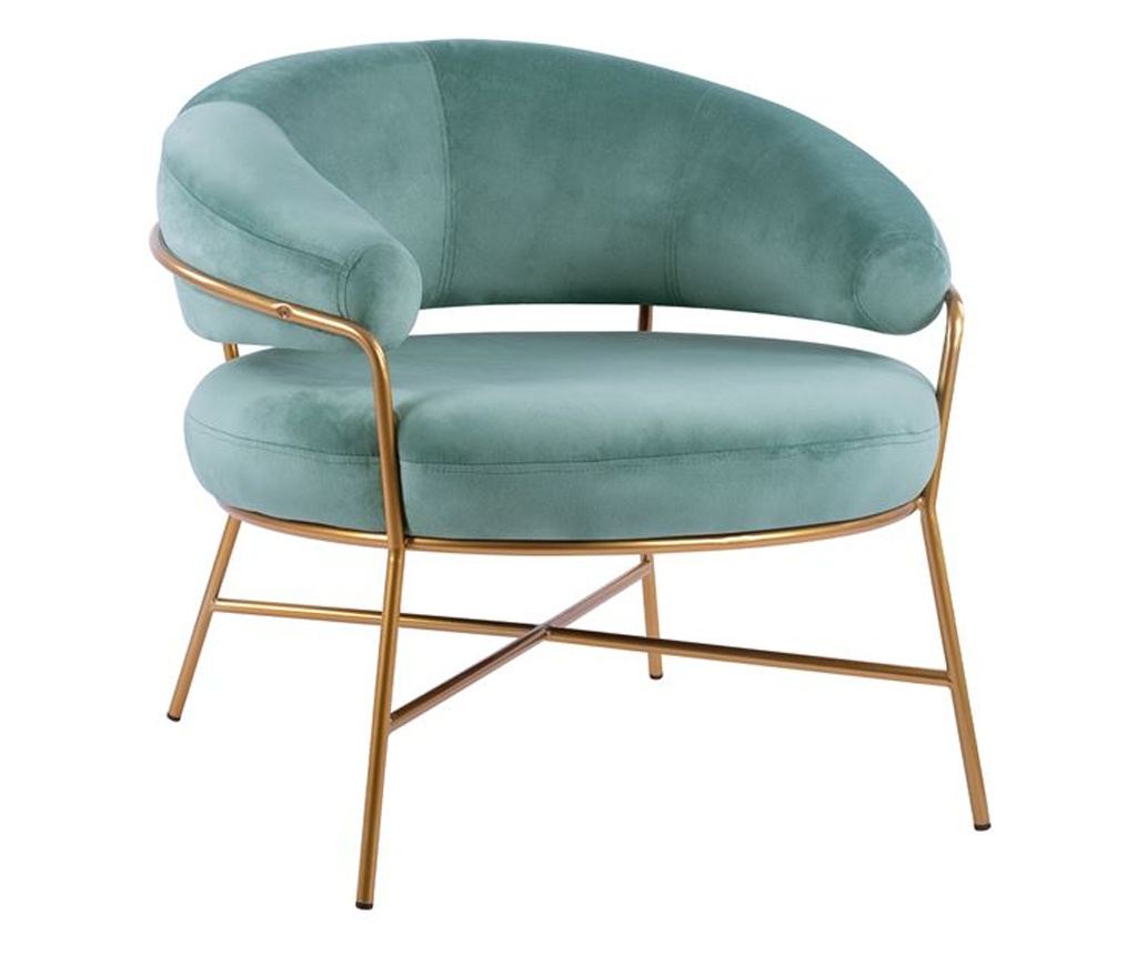 Fotelj Trudi, mint baršun, zlatni metalni okvir 83x75x76 cm - 2