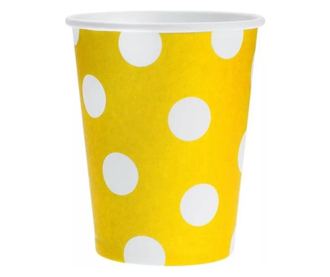 Yellow Polka Dots sárga papír pohár 6 db-os 270ml