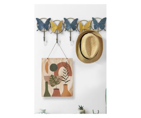 Cuier metalic Deco Art, Fluturi, 60 x 21 cm, Multicolor