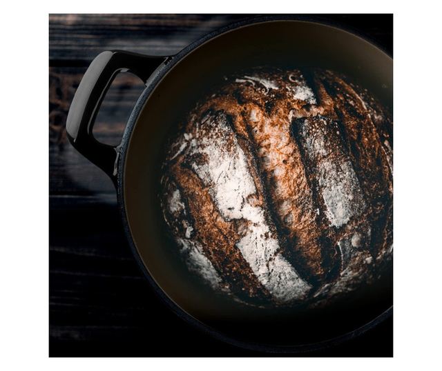 Oala antiaderenta din fonta Navaris pentru plite/cuptoare - 24 cm - 3,5 l - negru, 48777.01.01