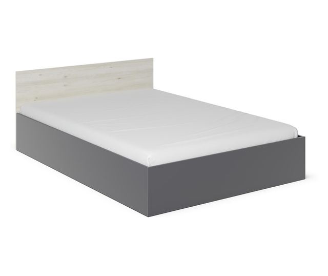 Pat haaus Malmo, 200 x 140 cm, saltea spuma inclusa, Stejar Alb/Antracit