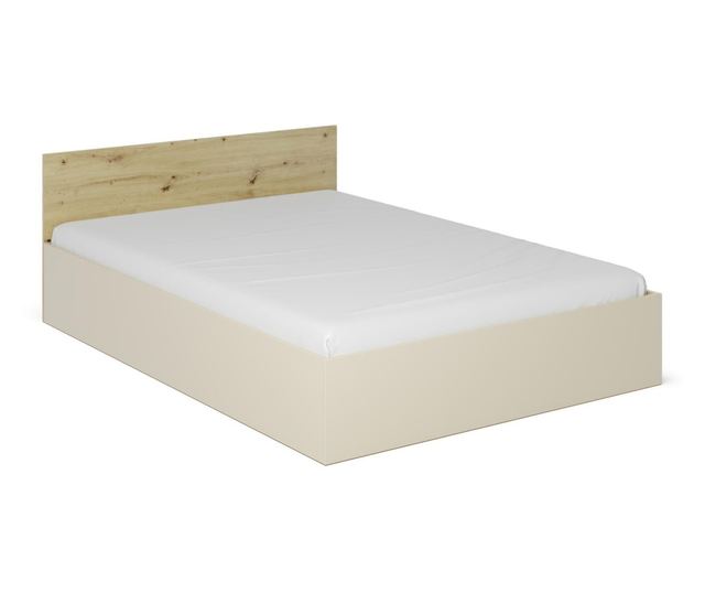 Pat haaus Malmo, 200 x 140 cm, saltea spuma inclusa, Stejar Artisan/Argila