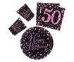 Happy Birthday 50 party szett 23cm-es tányérral 32db-os (pink)
