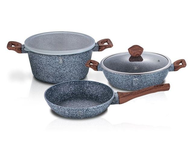 Set oale, cratite si tigai marmorate, 5 piese, din aluminiu forjat, Forest Line, Berlinger Haus, BH 7060