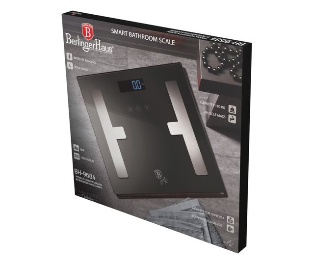 Cantar de baie Berlinger Haus, BH/9684 180kg, Etallic Line Carbon