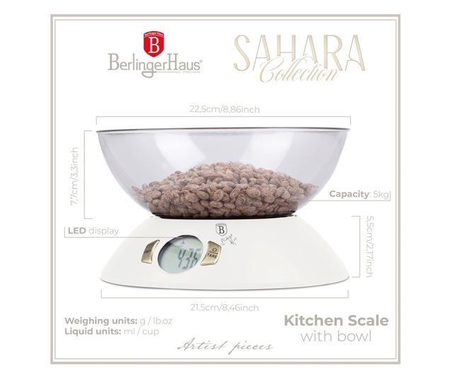 Cantar de bucatarie cu bol Berlinger Haus, BH/9617 sahara
