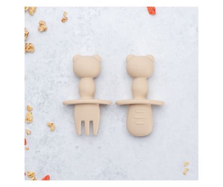 Set Tacâmuri din silicon, AppeKids, The Little Bear, Bubble Beige