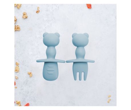 Set Tacâmuri din silicon, AppeKids, The Little Bear - Aqua Blue