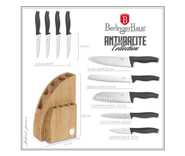 Set cutite 10piese si suport Berlinger Haus, BH/2758