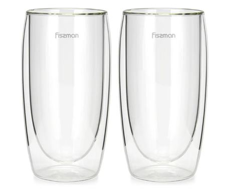 Σετ 2 Fissman-Frappe pahares, βοριοπυριτικό stic, 7,5x15 cm, 350 ml, διαφανές