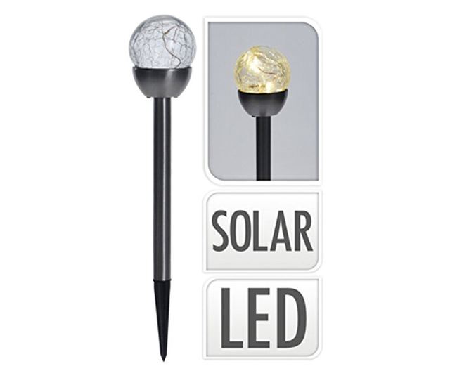 Set 5 lampi iluminat solar ProGarden, otel inoxidabil/sticla, 36x6 cm, argintiu/negru