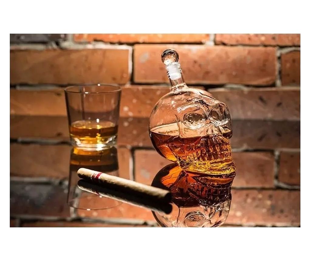 Decantor din sticla in forma de craniu, Gonga® Transparent 650 ml - 2