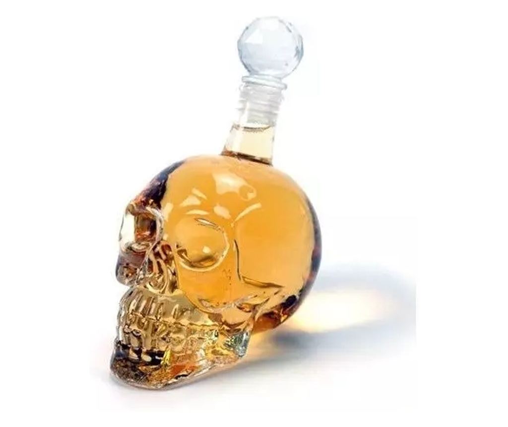 Decantor din sticla in forma de craniu, Gonga® Transparent 650 ml - 3