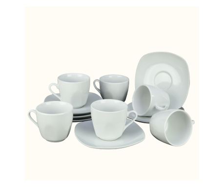 Set 6 Cesti cu Farfurii de Portelan cu o Capacitate de 110 ml - Colectia Cesiro Elegance