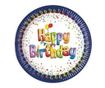 Multicolor Happy Birthday papírtányér 8 db-os 20 cm FSC