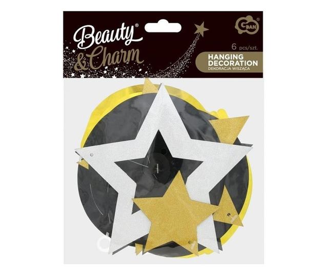Glitter Stars csillag szalag dekoráció 6 db-os szett