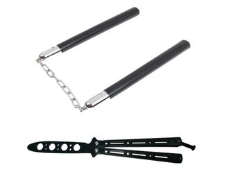 Nunceag set, 31 cm i leptir nož, 22 cm, crni