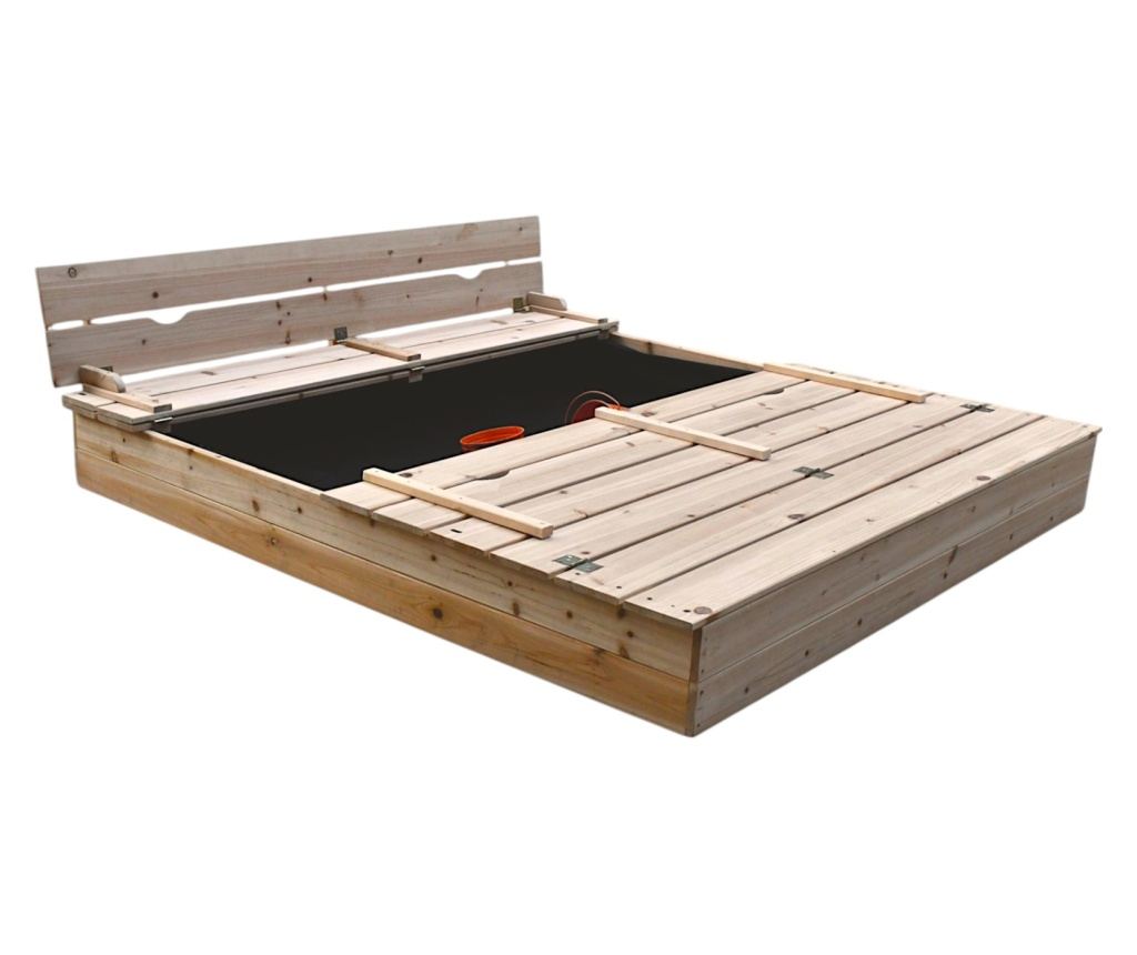 Velké dětské pískoviště s lavičkami a skládacím víkem GINGER HOME 157x157x21cm, dřevěné - 2