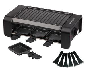 Gratar electric Raclette MICHELINO 74381, 900 W, 6 tigai antiaderente, baza din otel inoxidabil