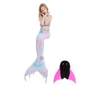 4 darabos szett Hableány fürdőruha THK, felső, alsó, sellőfarok és úszófarok kiegészítővel, Csillag, 150 cm, 150 cm