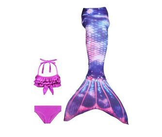 Σετ 3 τεμαχίων Mermaid Princess Ariel Costume THK®, ουρά γοργόνας, σλιπ, τοπ, Ιβουάρ/Μωβ, 110 cm