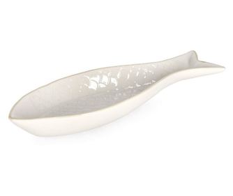 Set 4 belih porcelanastih pladnjev Fish 28x9.2x3.3 cm