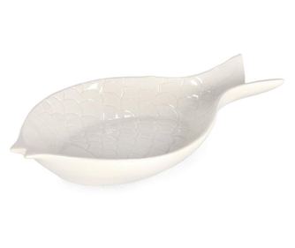 Set 6 belih porcelanastih pladnjev Fish 24x14x3,5 cm
